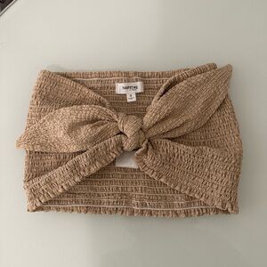 Tan Smocked Crop Top